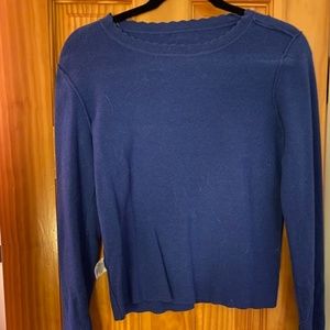 Dark Blue Halogen Scoop Neck Sweater